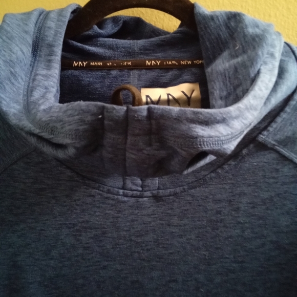 Mens XL Marc New York Heather Blue Hoodie Turtleneck Pullover Athletic - Picture 3 of 5